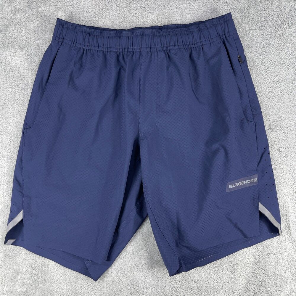 Legends Shorts Men Small Navy Lined Gym Running Performance Pocket Elastic Waist